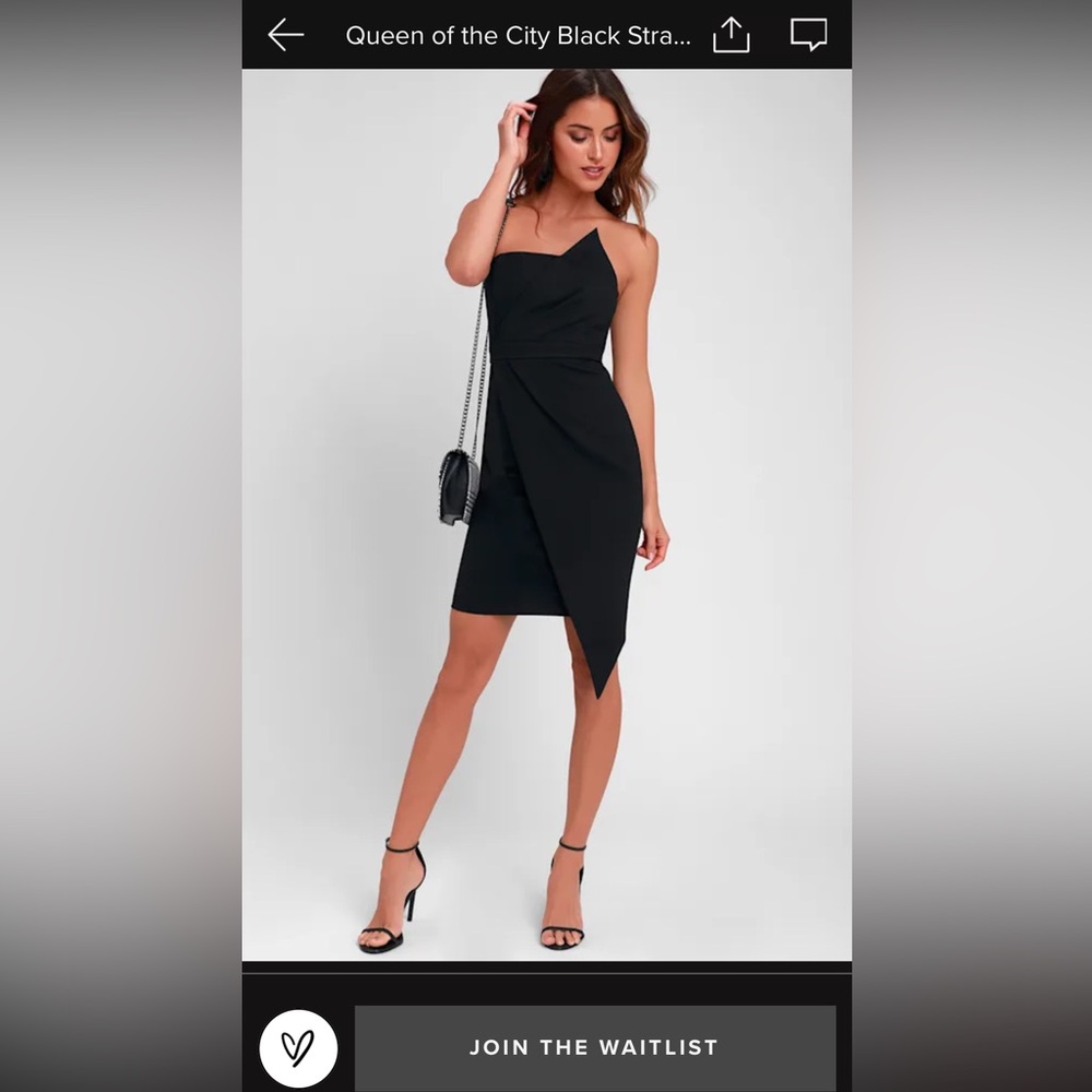 Lulus Queen Of The City Black Strapless Bodycon Dress. XS. Perfect condition